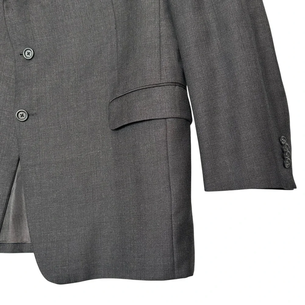 Burberry London Men Blazer XB55 44R‎ Gray Wool Two Button Blue Tone Sport Coat